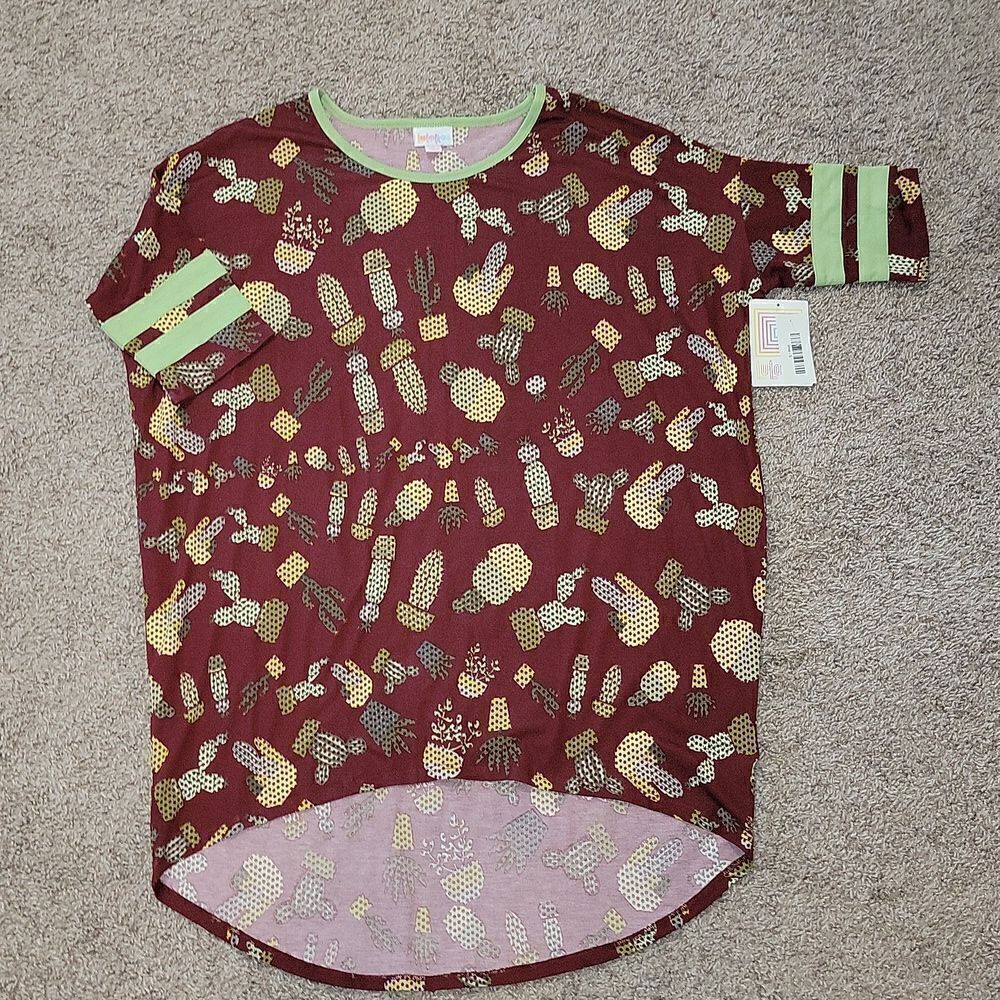 Lularoe Irma Tunic High Low Top Cactus Size S Small 6-8